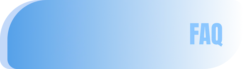 Grafika przedstawiająca biały napis FAQ na niebieskim tle z nieregularnym kształtem gradientowym